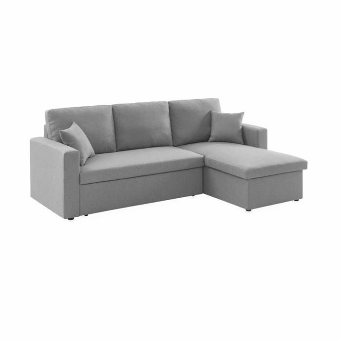 Produit similaire: Canapé d'angle convertible en tissu gris clair - IDA - 3 places. fauteuil d'angle réversible coffre rangement lit modulable