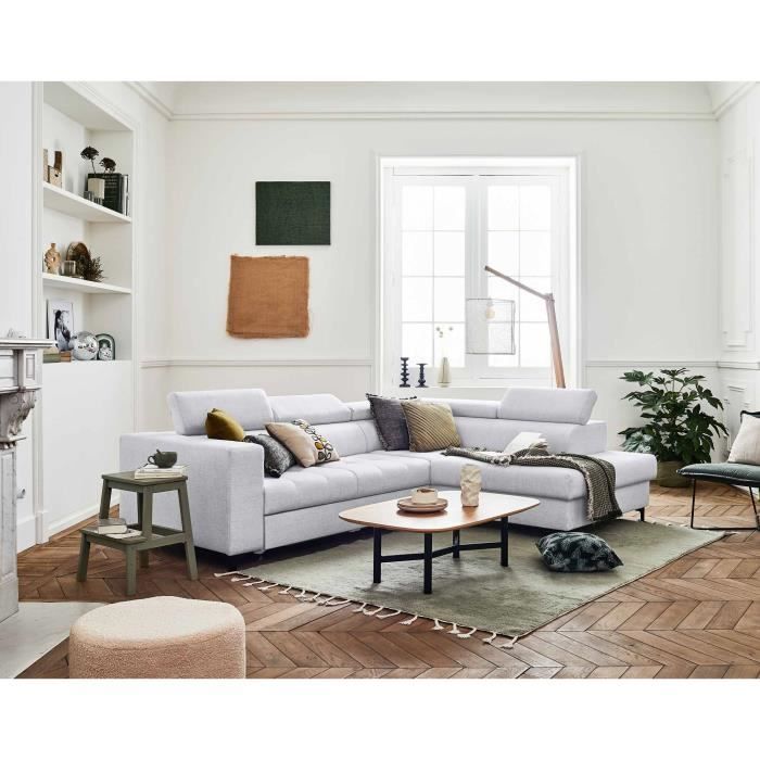 Produit similaire: Olinda - canapé d'angle droit - 5 places - convertible avec coffre et têtières réglables - en tissu - Gris clair
