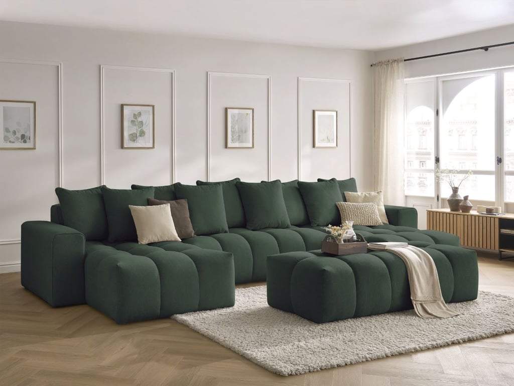 Produit similaire: Canapé panoramique fixe MONT-BLANC tissu chiné avec pouf vert BOBOCHIC 6 places
