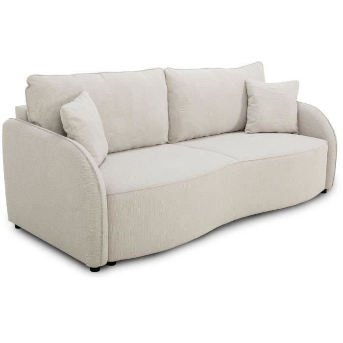 Produit similaire: Canapé convertible BARI 3 places - Tissu beige - Coffre de rangement - L215 x H89 x P100 cm