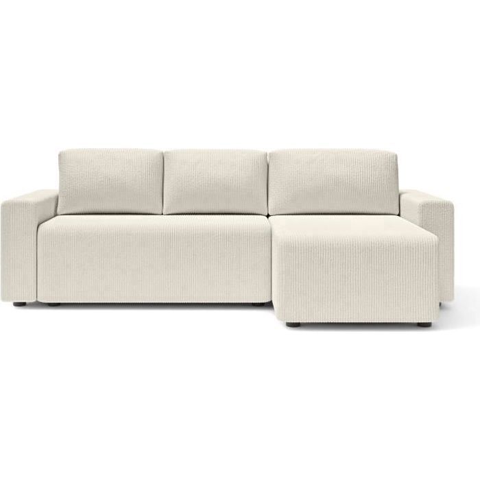 Produit similaire: Canapé d'angle convertible MAX en velours côtelé beige 4 places - Réversible - Coffre de rangement - BAÏTA