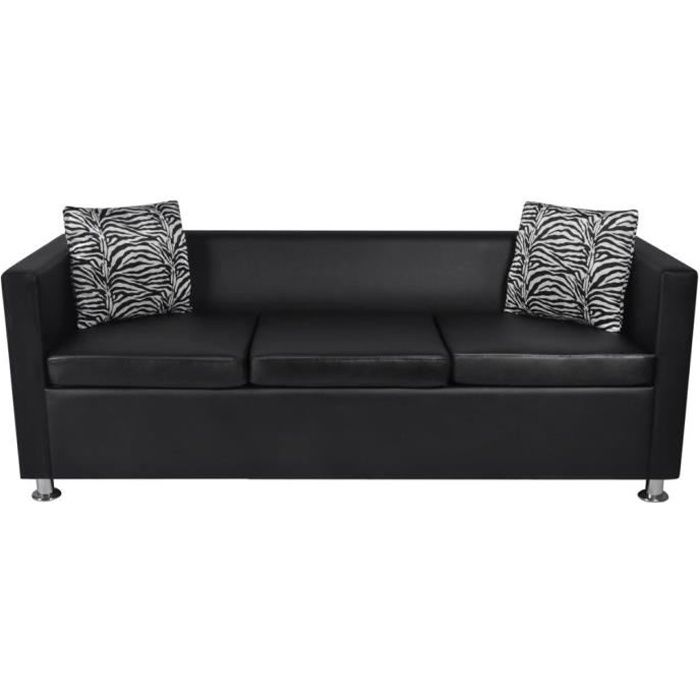 Produit similaire: Canapé droit fixe 3 places - Style Contemporain - en cuir synthétique - 170 x 62,5 x 63 cm - Noir