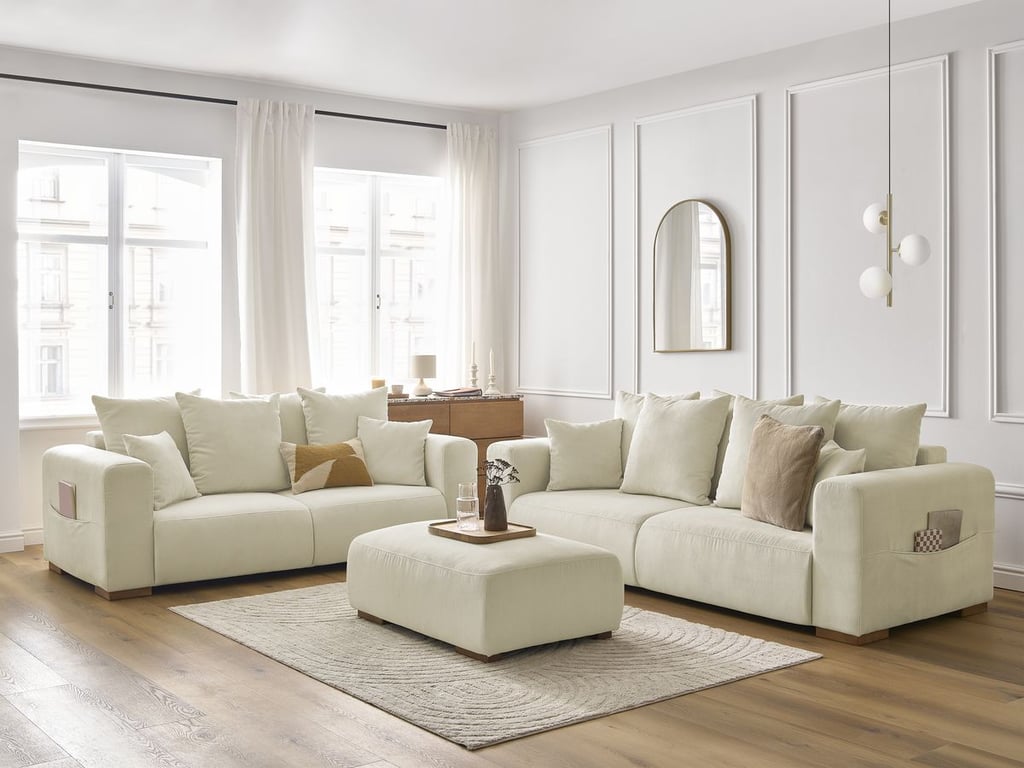 Produit similaire: Sidonie ensemble canapé droit fixe 3 + 2 places velours côtelé beige