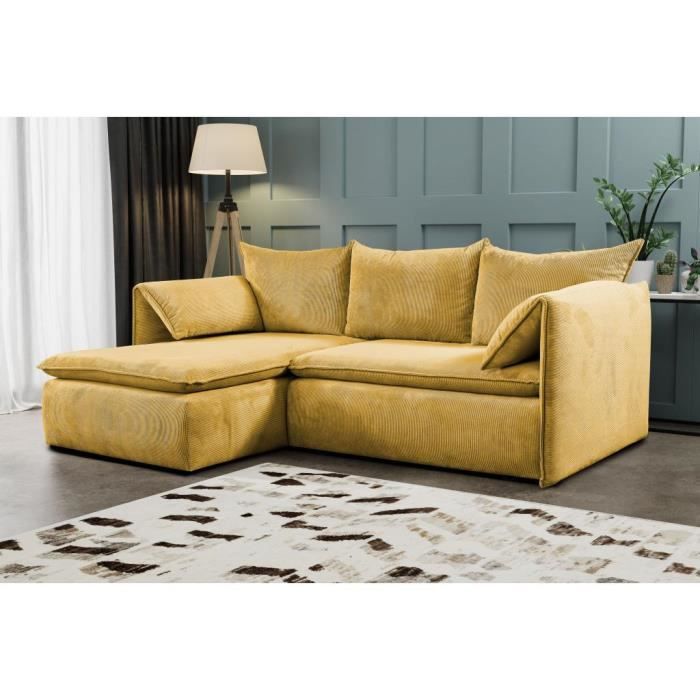 Produit similaire: Canapé d'angle convertible en velours côtelé jaune moutarde TEODORA de PASCAL MORABITO - Angle gauche