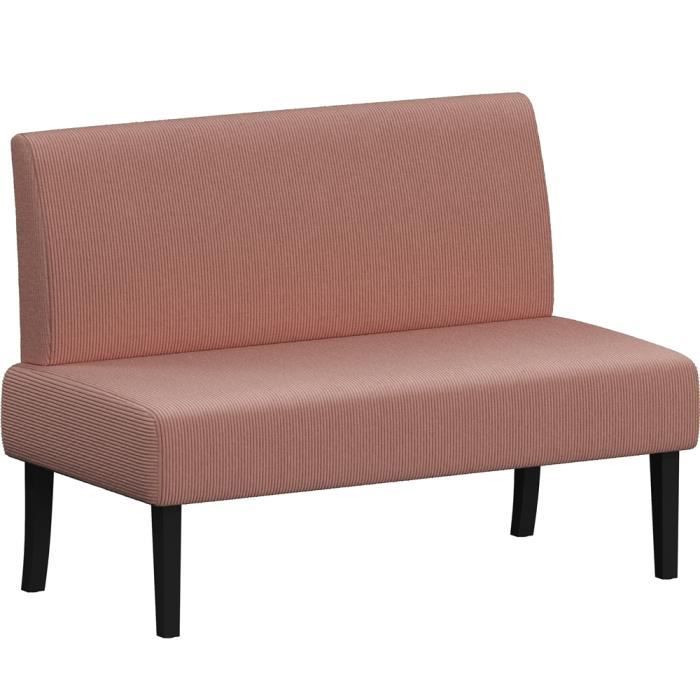 Canapé Yaheetech 2 places velours côtelé rose - Vue supplémentaire 1