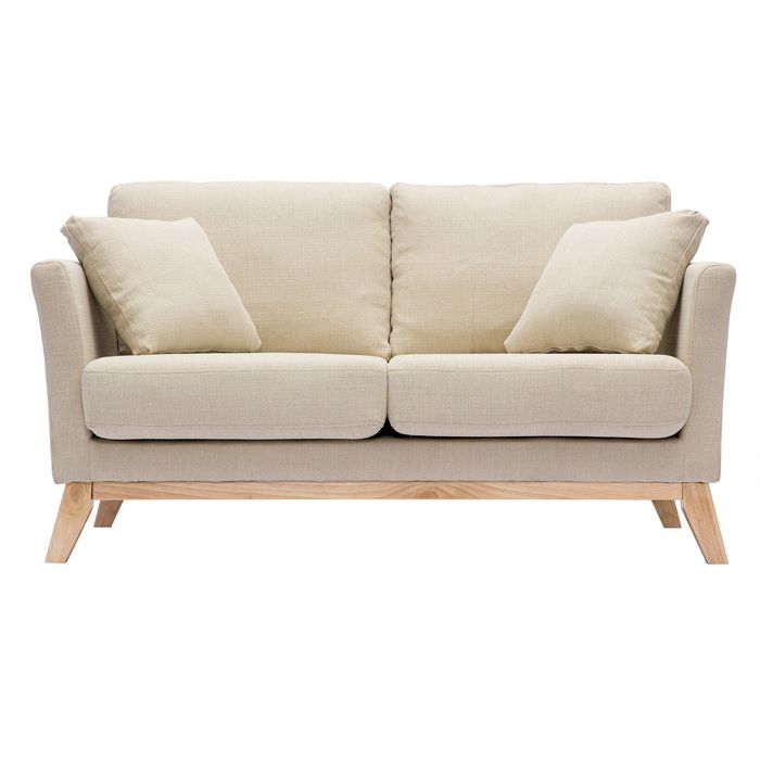 Produit similaire: Canapé scandinave déhoussable 2 places en tissu beige et bois clair OSLO