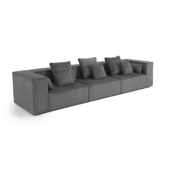 Produit similaire: Colombine - canapé modulable droit - 3 places - en velours côtelé - Gris foncé