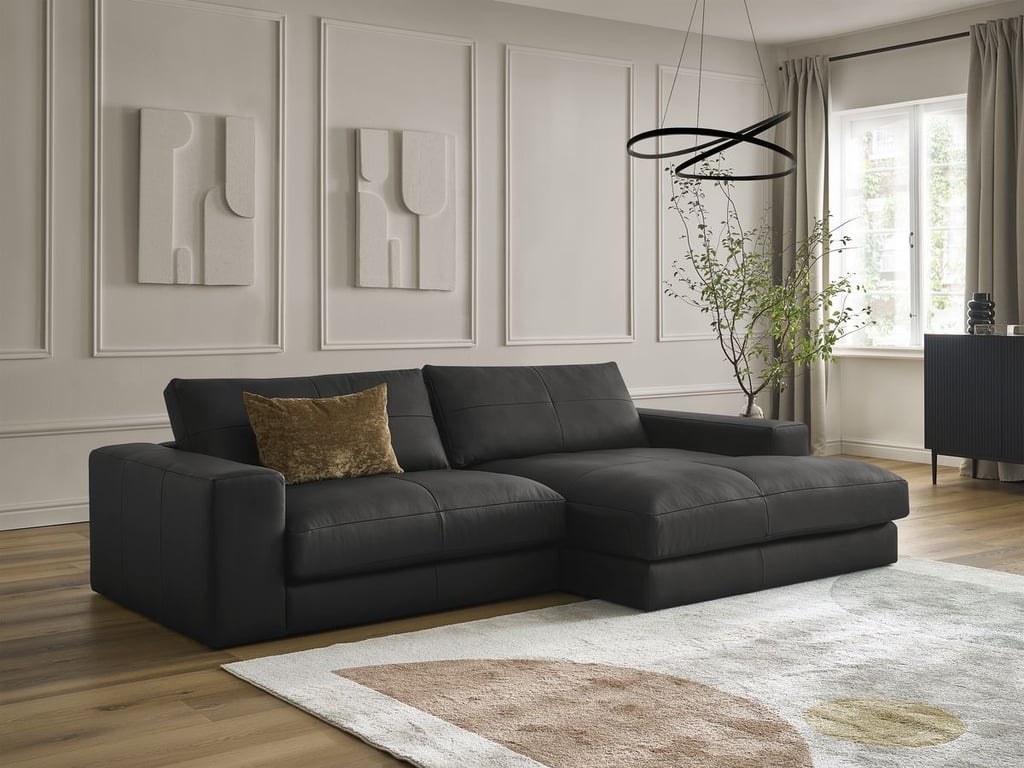 Produit similaire: Canapé d'angle fixe LEONARD cuir de vache noir angle droit BOBOCHIC 3 places