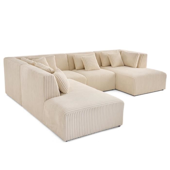 Produit similaire: Victoire - canapé modulable panoramique d'angle gauche 7 places en velours côtelé grosses côtes - Beige
