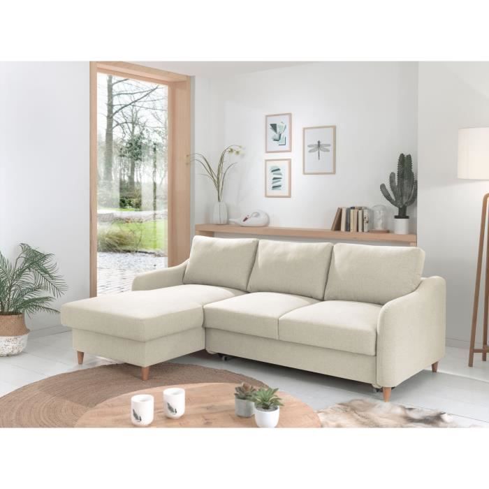 Produit similaire: Canapé d'angle convertible avec coffre 4 places style scandinave Lisa Design - Beige