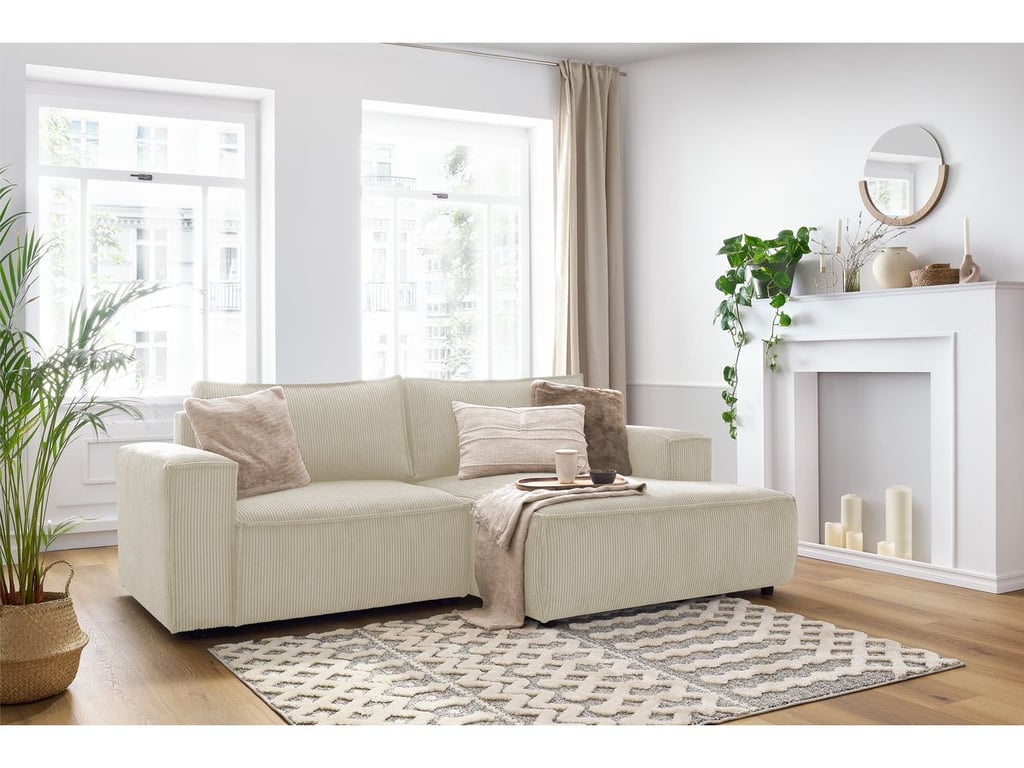 Produit similaire: Canapé d'angle fixe compact NIHAD velours côtelé beige angle droit BOBOCHIC 3 places