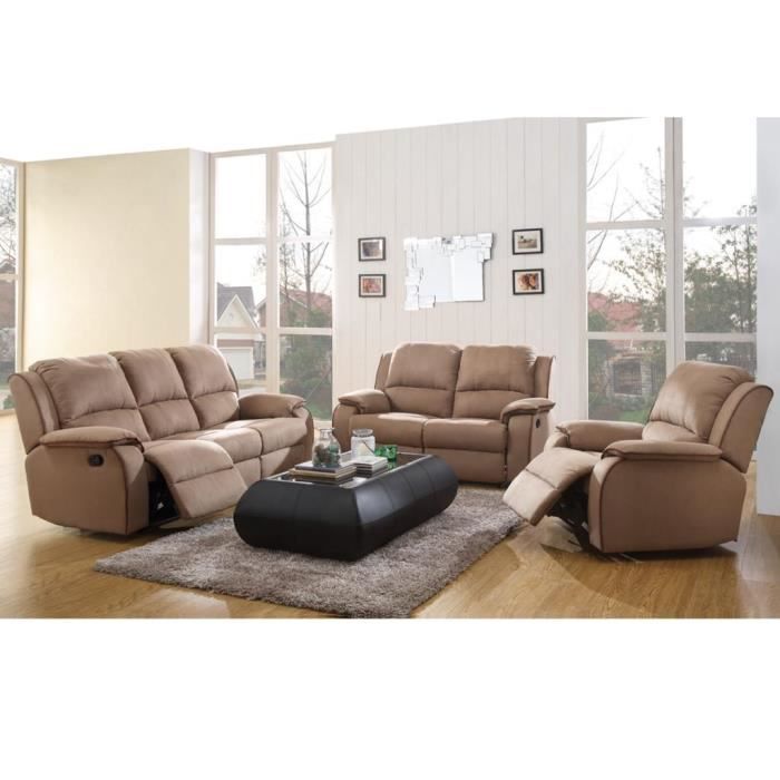 Produit similaire: Canapé relax en microfibre HERNANI - Taupe - 3+2+1 places