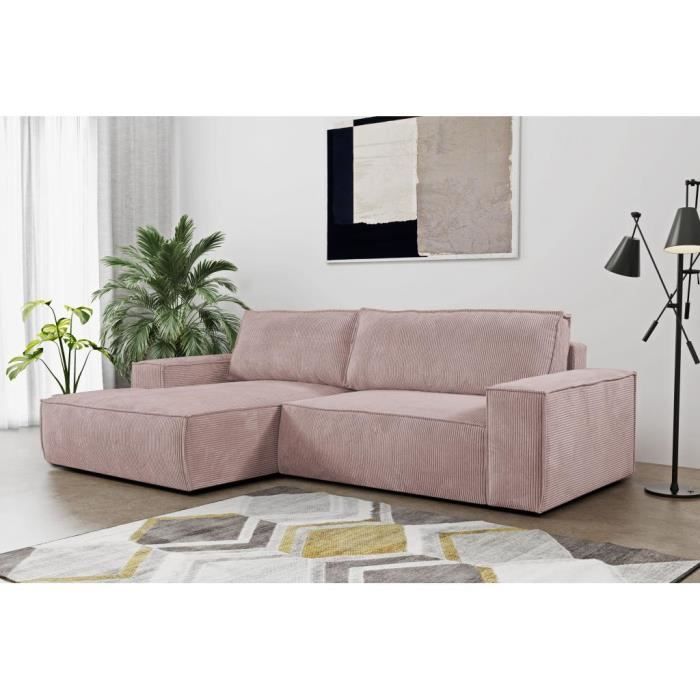Produit similaire: Canapé d'angle convertible en velours côtelé rose AMELIA de PASCAL MORABITO - Angle gauche