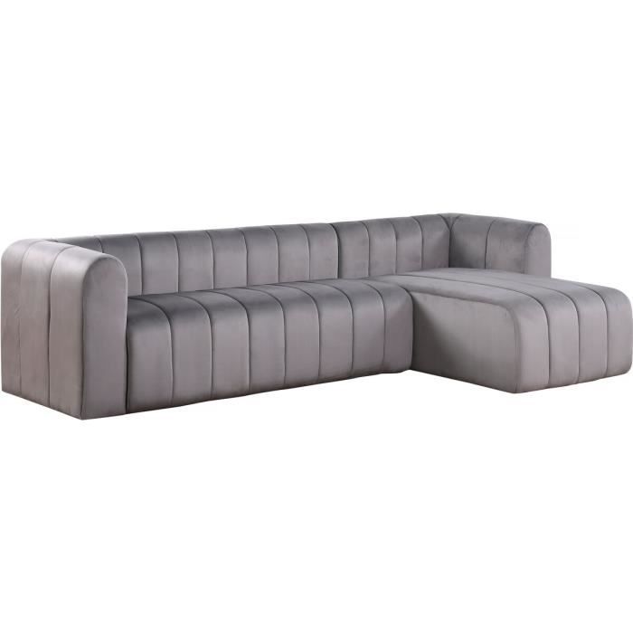 Produit similaire: Canapé d'angle en velours "Victor Hugo" - 3 places - Gris