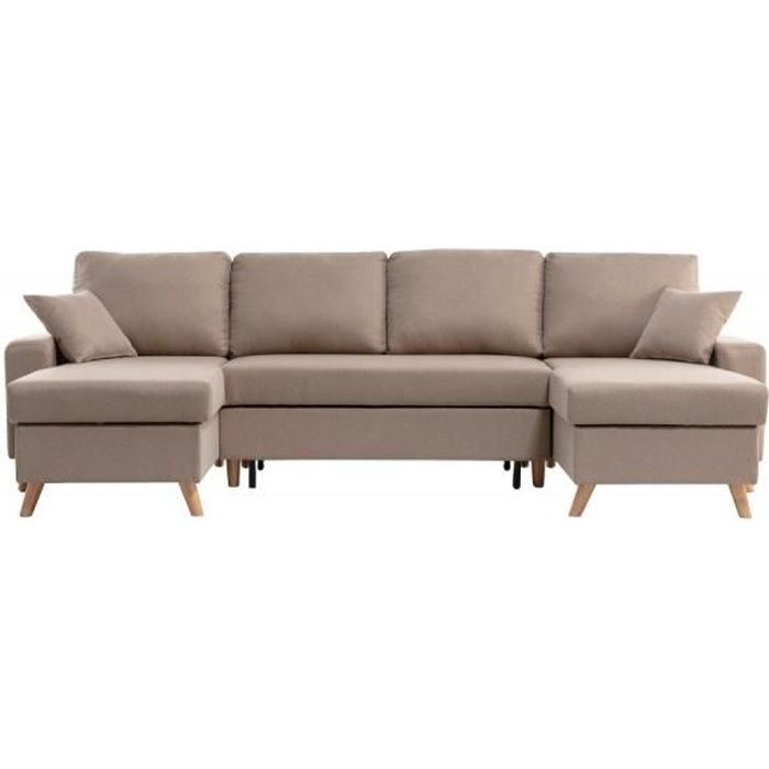 Produit similaire: Canapé d'Angle Panoramique MARIA SCANDINAVE Convertible Avec 2 Coffres en Tissu - Beige - L289 x 145 x 95cm - LOUNGITUDE