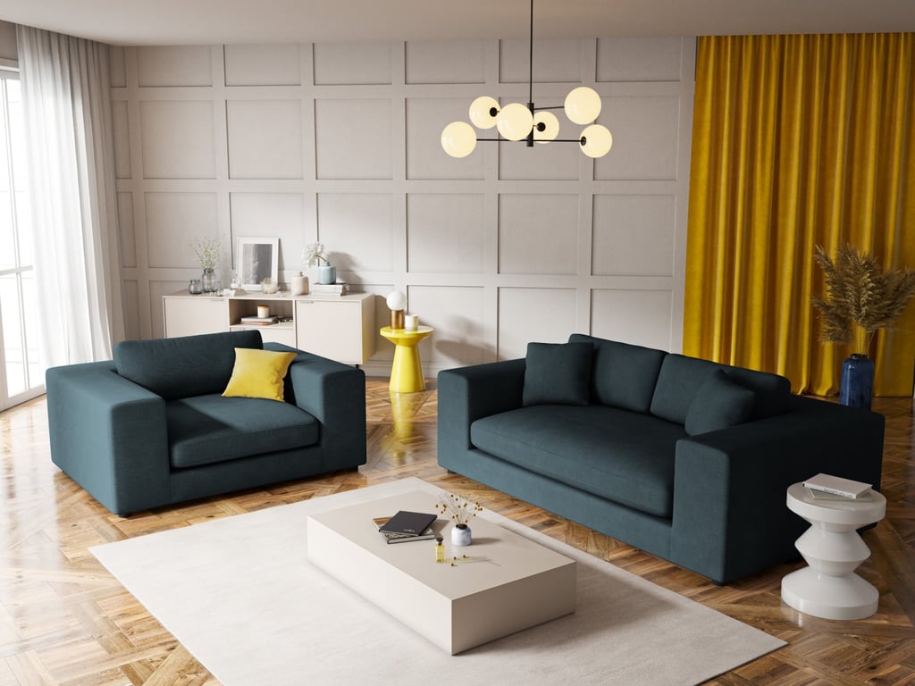 Produit similaire: Canapé 3 places en tissu structuré bleu