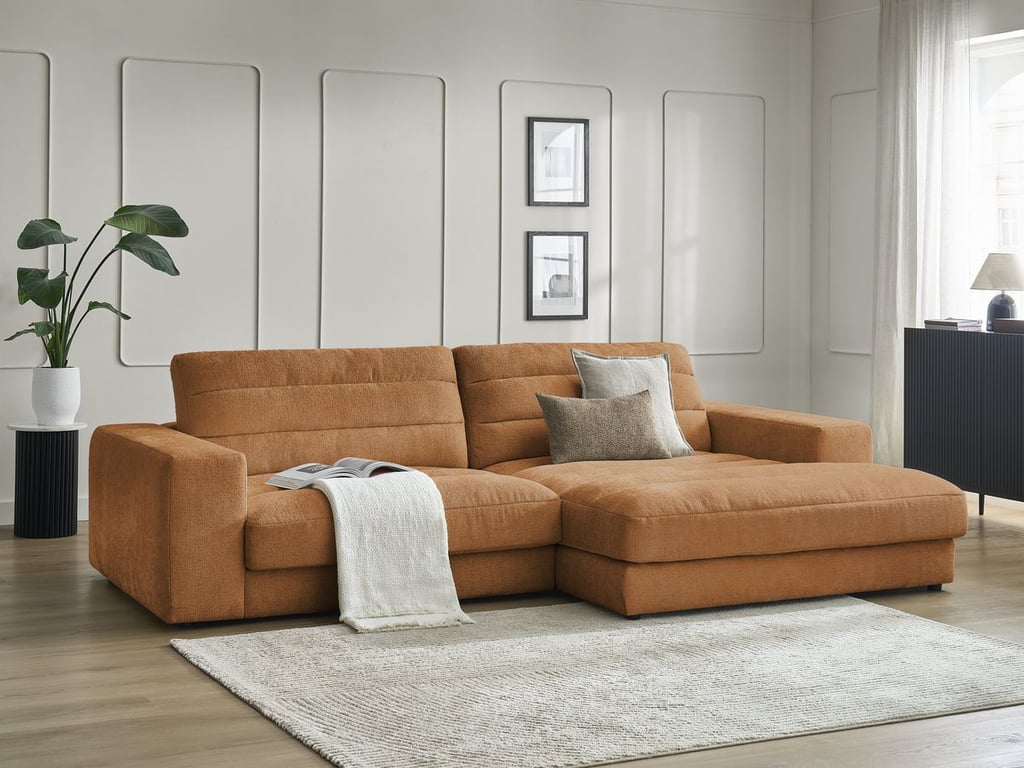 Produit similaire: Canapé d'angle fixe SIERRA tissu texturé orange angle droit BOBOCHIC 3 places