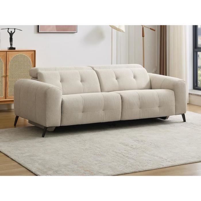 Produit similaire: Canapé 3 places relax électrique en tissu beige CLODI