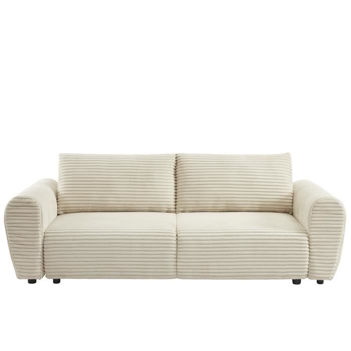 Produit similaire: Canapé droit convertible LOIC en velours côtelé beige 3 places