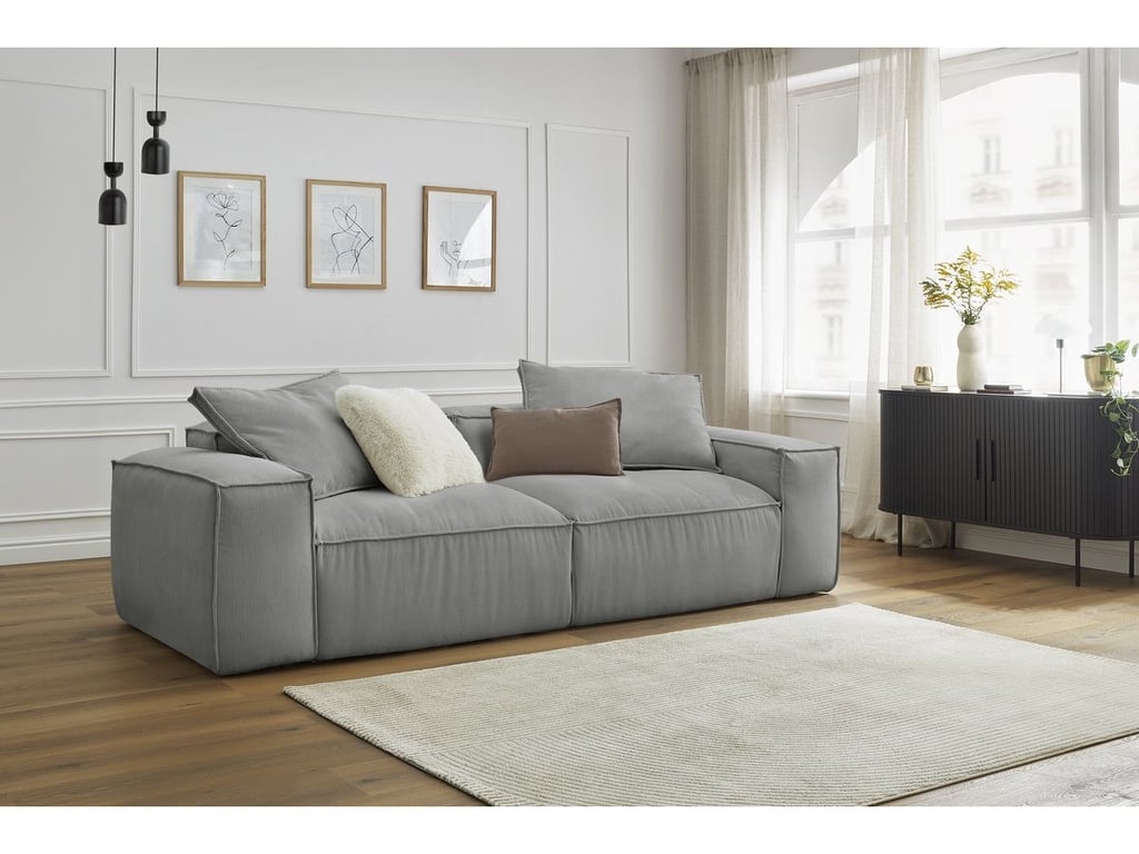 Produit similaire: Canapé droit fixe 3 places ultra moelleux BOHEME velours côtelé gris clair BOBOCHIC