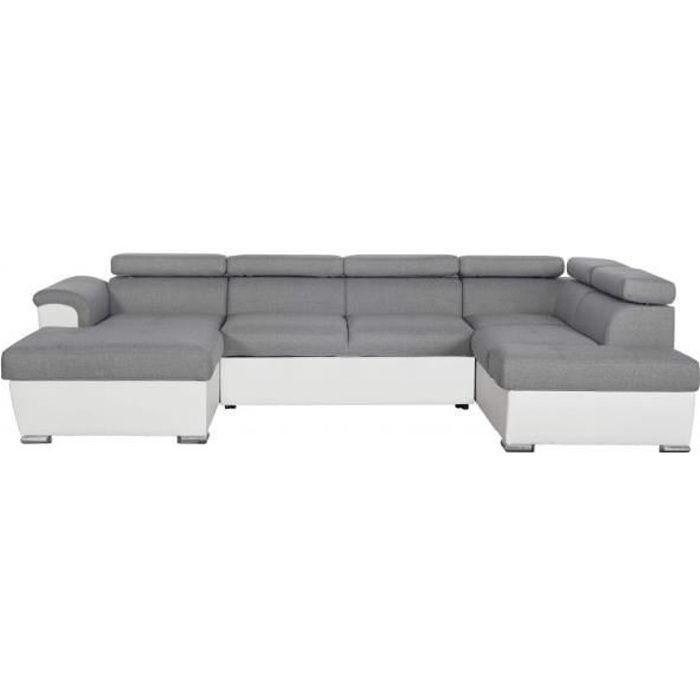 Produit similaire: Canapé d'Angle Panoramique 6 Places PAOLA Convertible en Simili/Tissu Avec Coffres - Blanc/Gris - L322 x P196 x H76cm - LOUNGITUDE