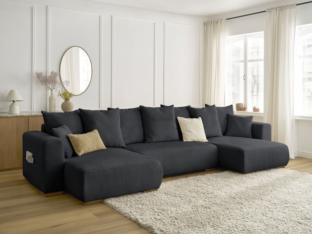 Produit similaire: Canapé panoramique convertible coffre SIDONIE velours côtelé noir BOBOCHIC 4 places