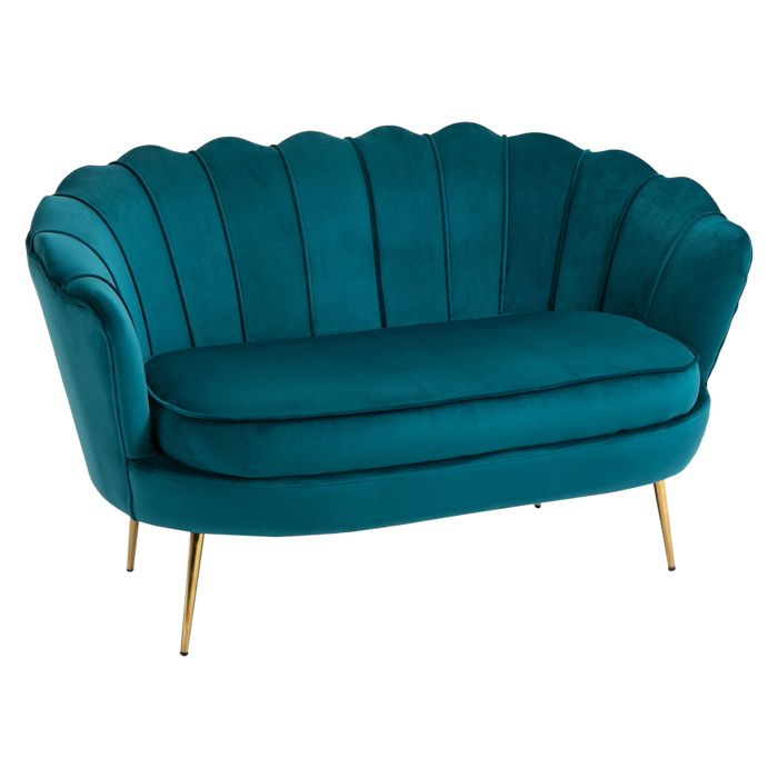 Produit similaire: Canapé 2 places - HOMCOM - Coquillage - Velours bleu canard - Pieds dorés effilés