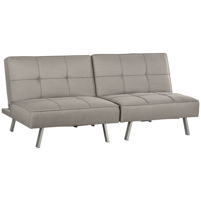 Produit similaire: Canapé convertible 3 places design contemporain effet capitonné dossier inclinable modulable acier tissu gris clair 191x90x83cm Gris