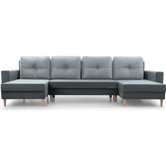 Produit similaire: Grand canapé d'angle XXL en U panoramique convertible avec coffre 6-7 places en tissu salon 300x137x84cm CARL U Gris + gris clair