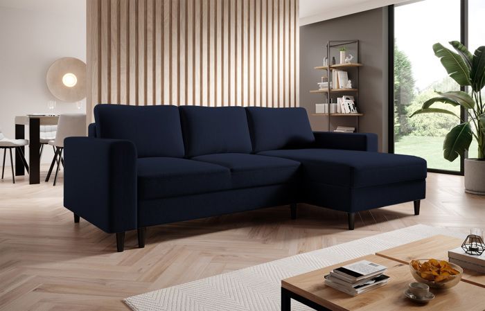 Produit similaire: Canapé d'angle - NALIKA - 230 cm - en L avec un coffre de rangement - velours hydrophobe - bleu marin - côté droit