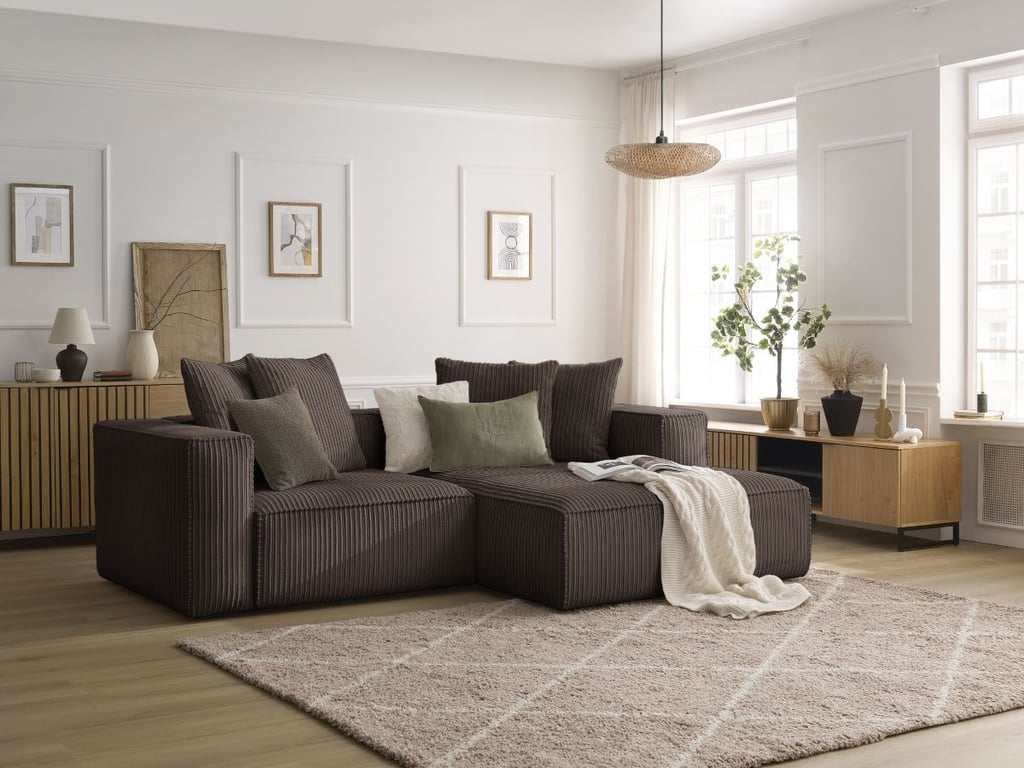 Produit similaire: Canapé d'angle fixe NINA velours côtelé marron angle droit BOBOCHIC 3 places