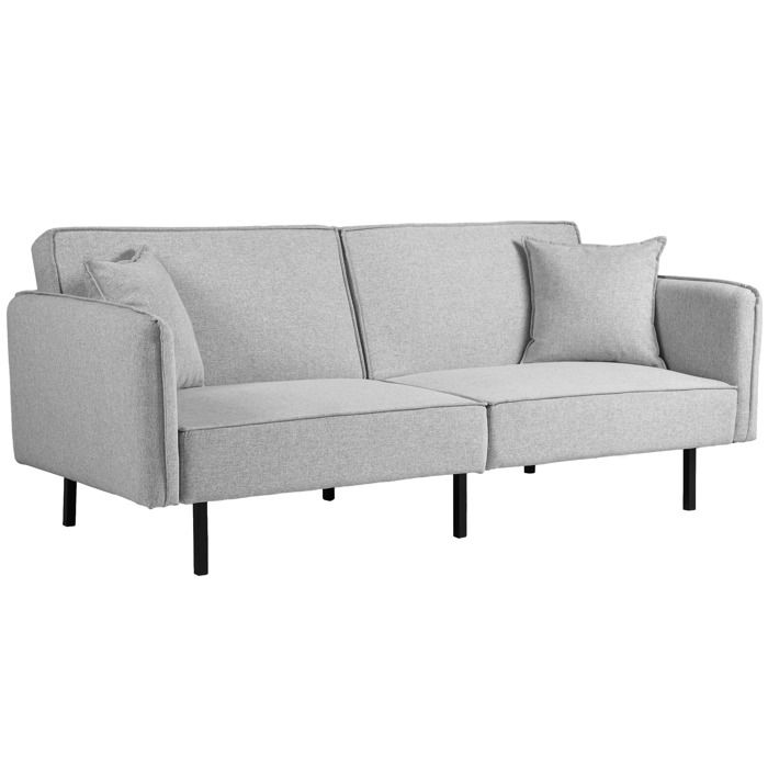 Produit similaire: Canapé convertible 3 places - HOMCOM - canapé-lit clic-clac - 2 coussins - 195l x 89P x 87H cm - gris clair
