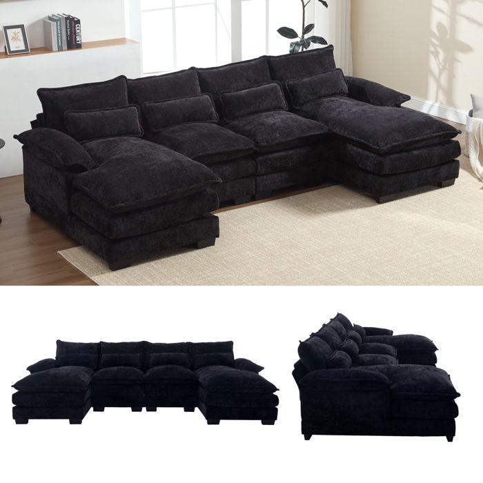 Produit similaire: Canapé 4/5 Places en tissu Chenille,Canapé moderne en forme de U avec 4 coussins lombaires,design ergonomique,pour