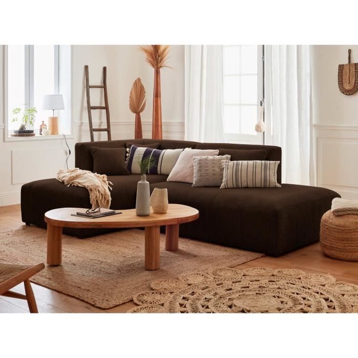 Produit similaire: Canapé d'angle modulable 4 places en velours côtelé - Marron - Lisa Design