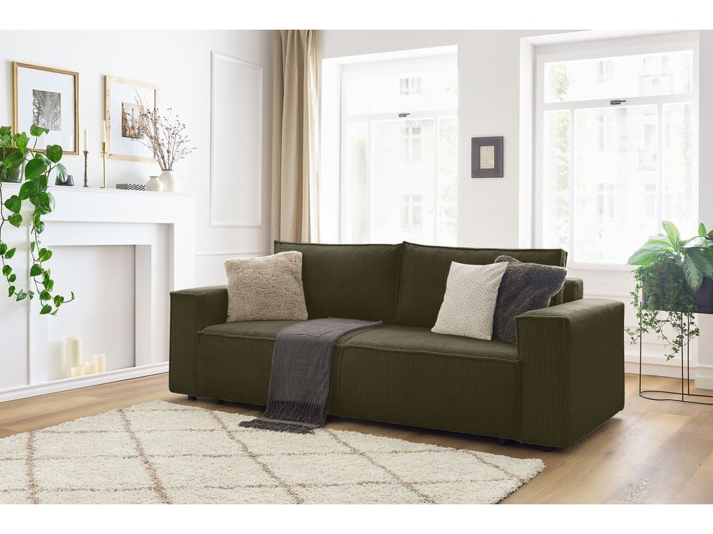 Produit similaire: Canapé droit convertible coffre NIHAD velours côtelé vert clair BOBOCHIC 3 places