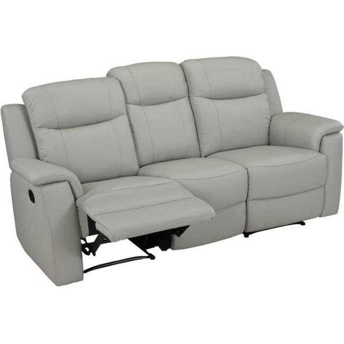 Produit similaire: Canapé 3 places relax EVASION en cuir - Gris clair - VENTE-UNIQUE - Contemporain - Moelleux