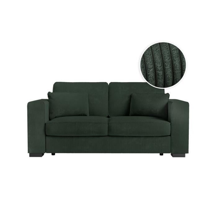 Produit similaire: Canapé droit fixe 2 places BELAMI en velours côtelé - Vert foncé - L181 x P93 x H86cm - LOUNGITUDE