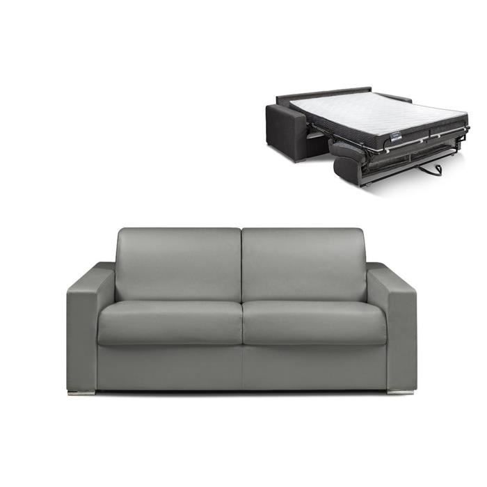 Produit similaire: Canapé 3 places convertible express en simili CALITO - Gris - Couchage lattes larges 140 cm - Matelas 16 cm avec mousse à mémoire