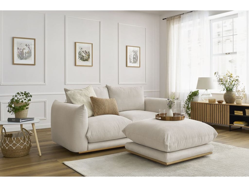 Produit similaire: Canapé droit fixe 2 places ERNEST avec pouf beige BOBOCHIC