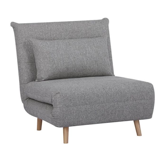 Produit similaire: BREWEN - Chauffeuse 1 Place Convertible Tissu Gris Chiné avec Coussin