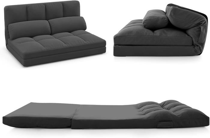 Produit similaire: GOPLUS Canapé-Lit Convertible-Dossier Réglable 6 Positions Charge 90KG-Canapé Pliable 2 Coussins Amovibles-Housse en Velours Noir