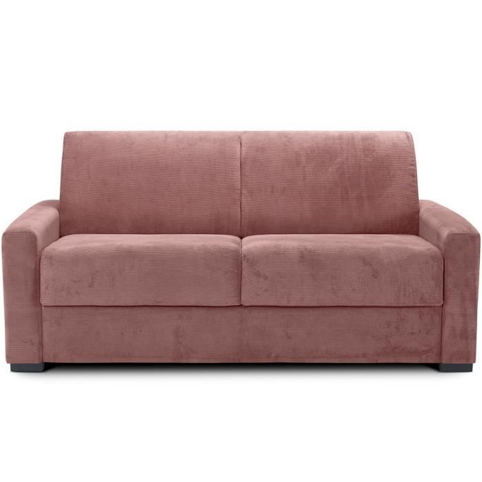 Produit similaire: Canapé convertible 3 places en velours fines côtes veux rose - Ouverture express - Anzio