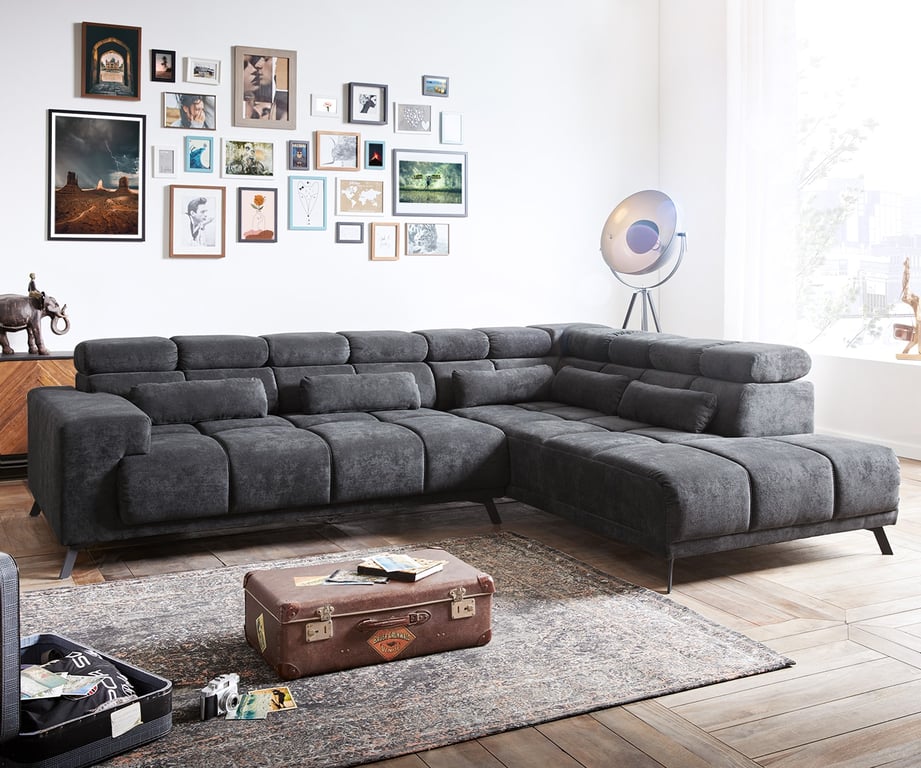 Produit similaire: Canapé-d'angle Catan 295x230 microfibre anthracite pouf droite incl. réglage électrique de la profondeur d'assise