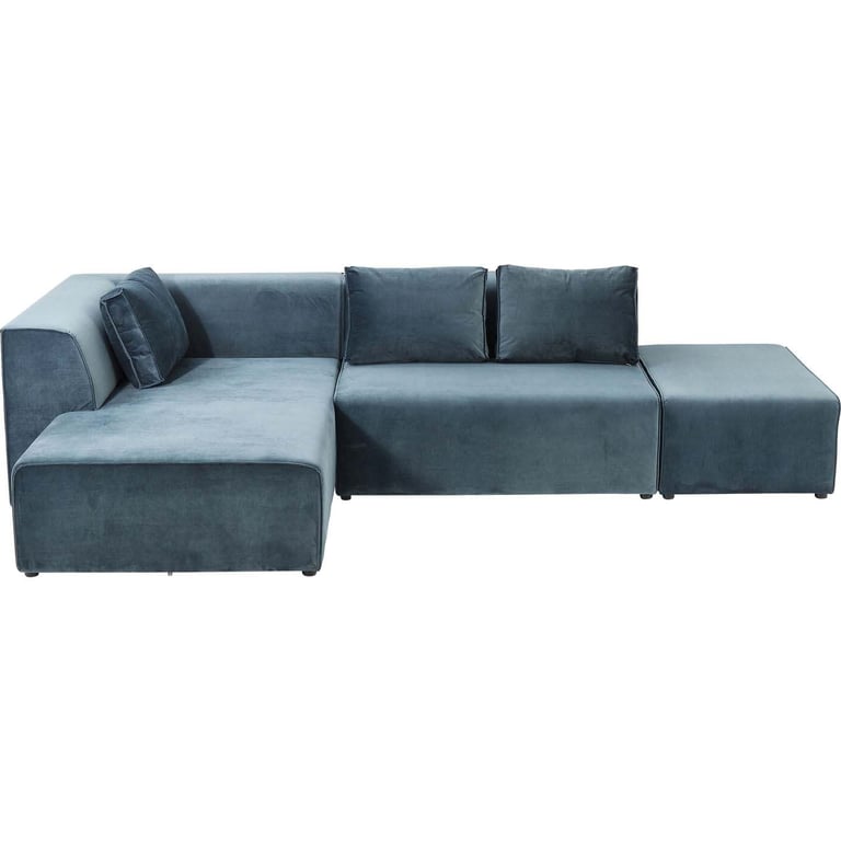Canapé d'angle gauche 4 places en velours bleu ocï¿½an