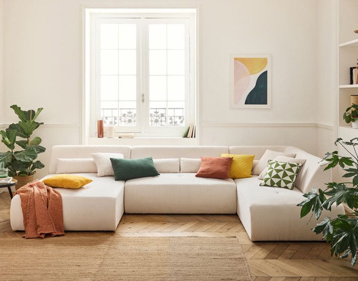 Produit similaire: Canapé panoramique d'angle droit 7 places en velours côtelé - BESTMOBILIER