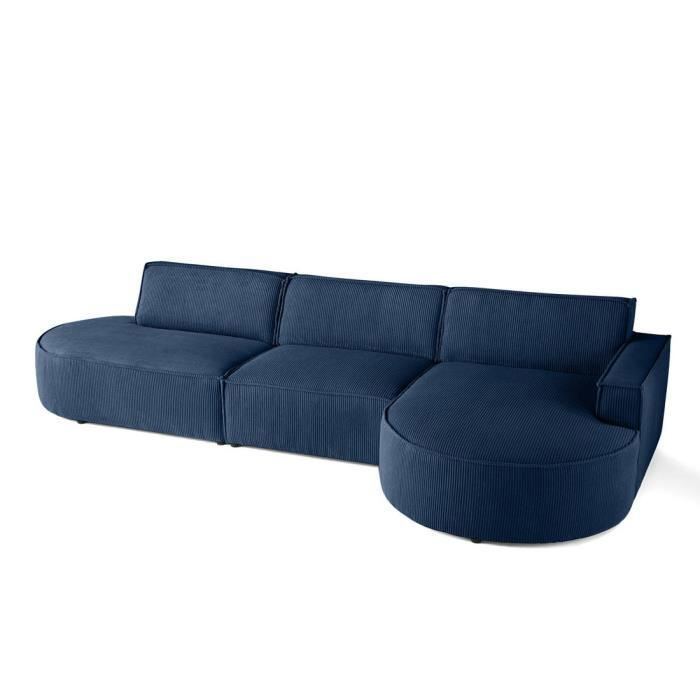 Produit similaire: Spiaggia - canapé d'angle droit - forme arrondie - 5 places - en velours côtelé - Bleu