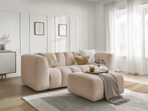 Talia canapé droit fixe 3 places tissu chiné beige