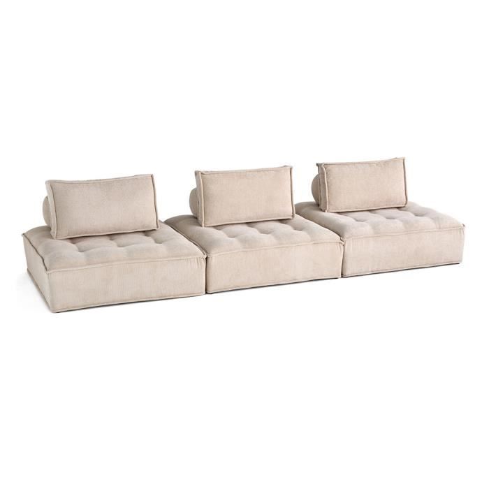 Produit similaire: Marisol - canapé modulable droit 3 places - velours texturé - Beige