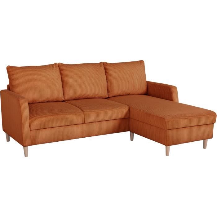 Produit similaire: Canapé d'angle fixe - 3 places - CHIPY - Tissu Lincoln Terracotta - Pieds bois nature - 192 x 82 x 138 cm