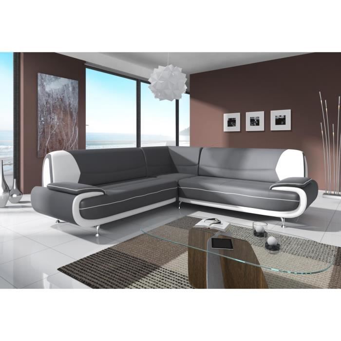 Produit similaire: Canapé d'angle - MUZA - 5 places - Simili cuir gris et blanc - Design contemporain - Confort ferme
